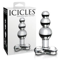   Icicles No. 47 - stikla anālais spraudnis ar trim bumbiņām caurspīdīgs