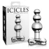 Icicles No. 47 - stikla anālais spraudnis ar trim bumbiņām caurspīdīgs