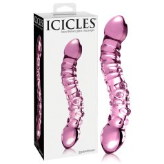 Icicles No. 55 - divpusējs G-punkta stikla dildo (rozā)