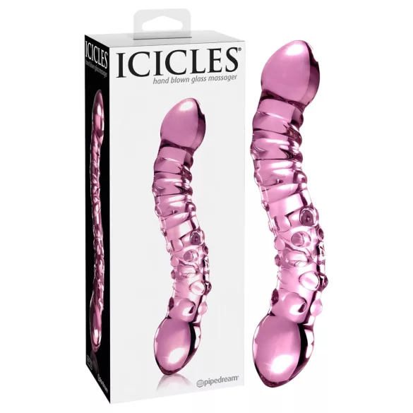 Icicles No. 55 - stikla divpusējs G punkta dildo rozā