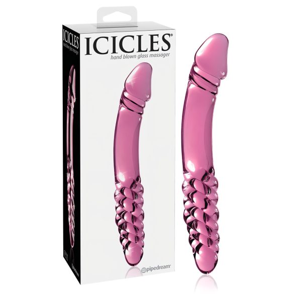 Icicles Nr. 57 - divu galu stikla dildo ar fallusa formu (rozā)