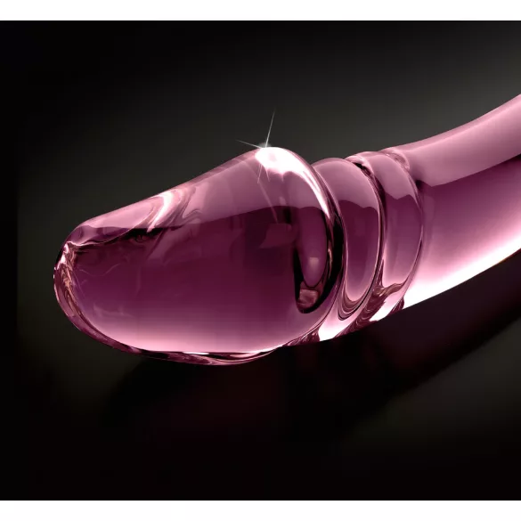 Icicles No. 57 - stikla divpusējs dildo ar penisu formu rozā