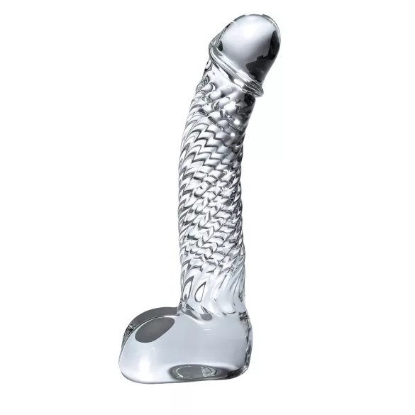 Icicles No. 61 - stikla dildo ar sēkliniekiem un dzimumlocekli caurspīdīgs