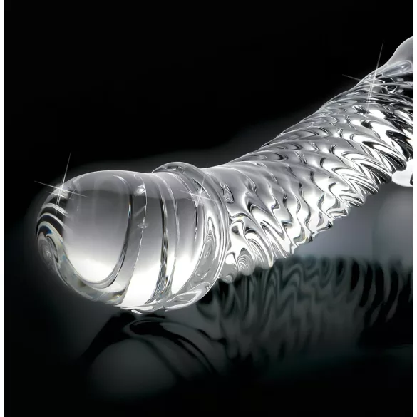 Icicles No. 61 - stikla dildo ar sēkliniekiem un dzimumlocekli caurspīdīgs