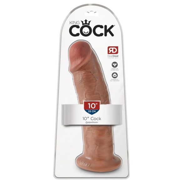 King Cock 10 - liels piesūcekņa dildo (25 cm) - tumši dabisks