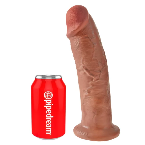 King Cock 10 - liels dildo ar piesūcekni (25 cm) - tumši naturāls