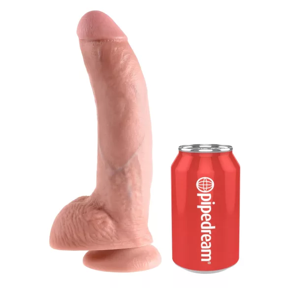 King Cock 9 - liels piesūcekņa dildo ar sēkliniekiem (23 cm, dabīgs)