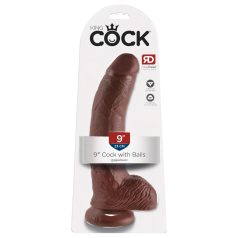 King Cock dildo ar sēkliniekiem un piesūcekni 23cm brūns