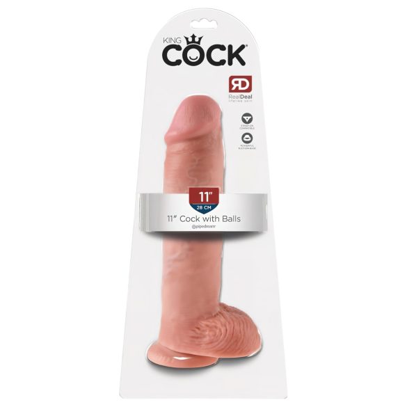 King Cock 11 - piesūcekņa dildo ar sēkliniekiem (28cm) - dabīgs