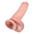 King Cock 11 - piesūcekņa dildo ar sēkliniekiem (28cm) - dabīgs