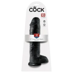 King Cock dildo ar piesūcekni un sēkliniekiem 28 cm melns