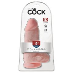   King Cock dildo ar stiprinājumu un sēkliniekiem 23cm naturāls