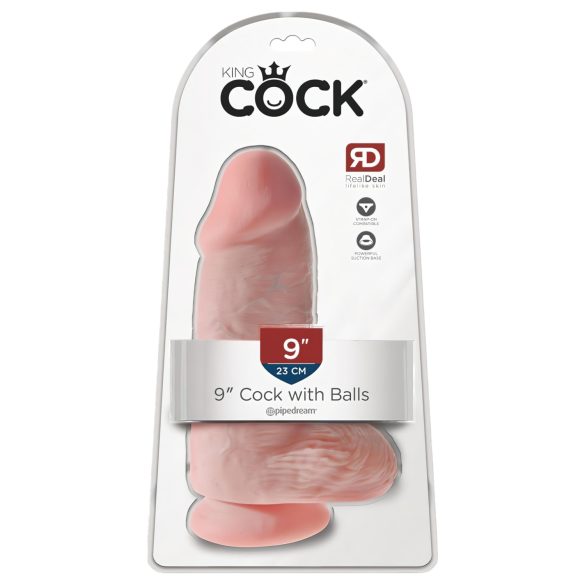 King Cock 9 Chubby - dabīgs piesūcekņa dildo ar sēkliniekiem (23cm)