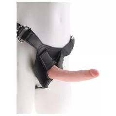 King Cock 7 - strap-on dildo ar jostu melns