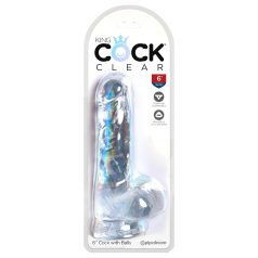   King Cock Clear 6 - dildo ar piesūcekni un sēkliniekiem 15 cm