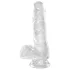 King Cock Clear 6 - dildo ar piesūcekni un sēkliniekiem 15 cm