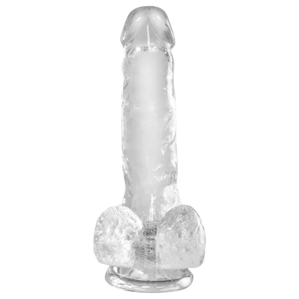 King Cock Clear 6 - dildo ar piesūcekni un sēkliniekiem 15 cm