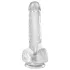 King Cock Clear 6 - dildo ar piesūcekni un sēkliniekiem 15 cm