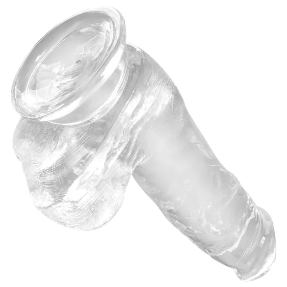King Cock Clear 6 - dildo ar piesūcekni un sēkliniekiem 15 cm