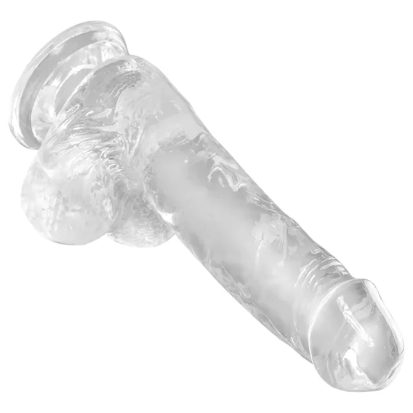 King Cock Clear 6 - dildo ar piesūcekni un sēkliniekiem 15 cm