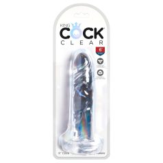 King Cock Clear 6 - piesūcekņa dildo 15 cm caurspīdīgs