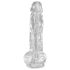 King Cock Clear 8 - piesūceknis, sēklinieku dildo (20cm)