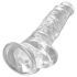 King Cock Clear 8 - piesūceknis, sēklinieku dildo (20cm)