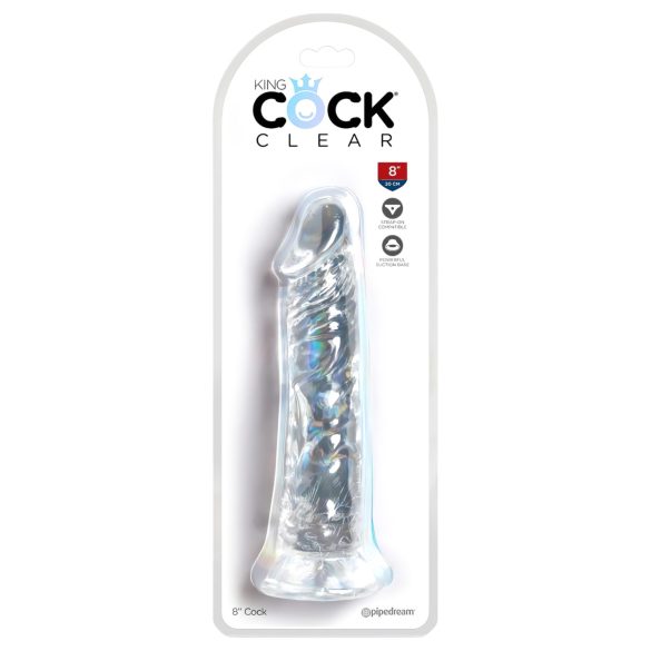 King Cock Clear 8 - piesūceknis, liels dildo (20 cm)