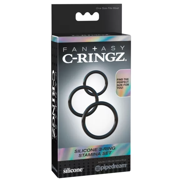 Fantasy C-Ringz - erekcijas gredzenu komplekts vīriešiem melns