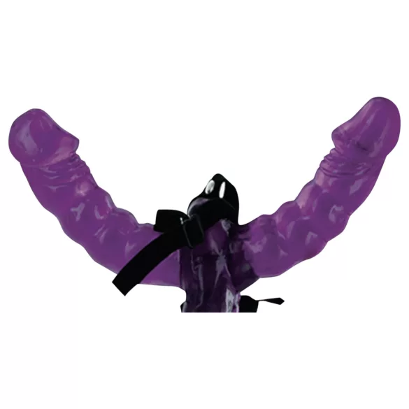 Fetish - dubultais strap-on dildo ar jostu melns