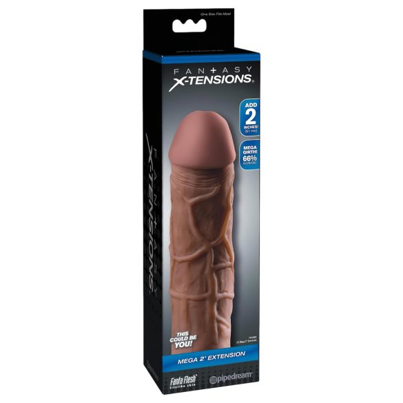 X-TENSION Mega 2 - dzīvā sajūta dzimumlocekļa uzmava (20,3 cm) - tumši dabīgs
