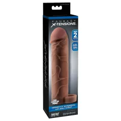   Pipedream X-TENSION Perfect 2 - dzimumlocekļa uzmava ar sēklinieku gredzenu - tumši naturāla (19 cm)
