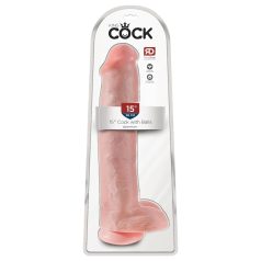   King Cock dildo ar piesūcekni un sēkliniekos 38 cm dabīga krāsa