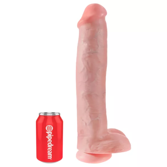 King Cock 15 - dildo ar sēkliniekiem un piesūcekni (38 cm, naturāls)
