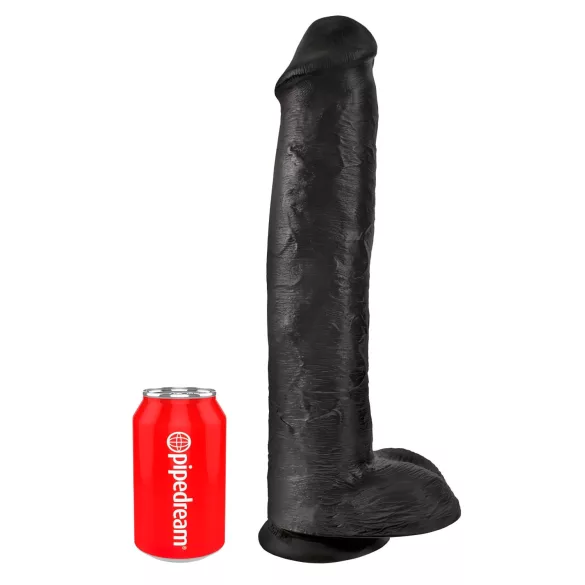 King Cock 15 - dildo ar sēkliniekiem un piesūcekni (38 cm, melns)