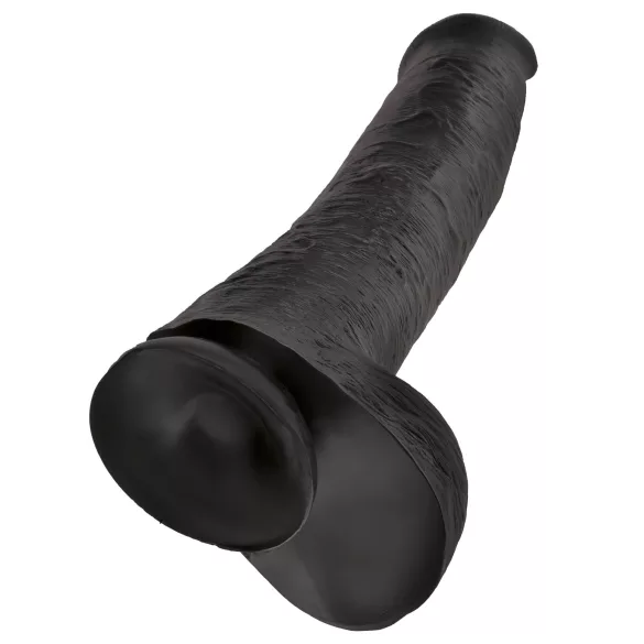 King Cock 15 - dildo ar sēkliniekiem un piesūcekni (38 cm, melns)