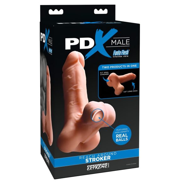 PDX Reach Around - 2in1 mākslīgais dibentiņš un dzimumlocekļa uzmava (dabīgs)