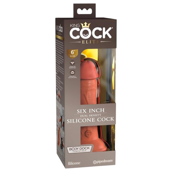 King Cock Elite 6 - piesūcekņa realistisks dildo (15cm) - tumšs