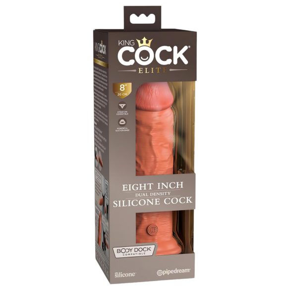 King Cock Elite 8 - dildo ar piesūcekni 20 cm tumši miesas krāsā