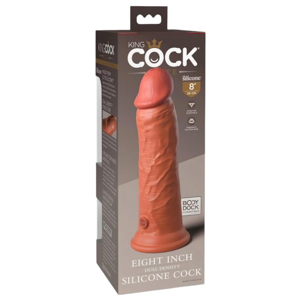 King Cock Elite 8 - dildo ar piesūcekni 20 cm tumši miesas krāsā
