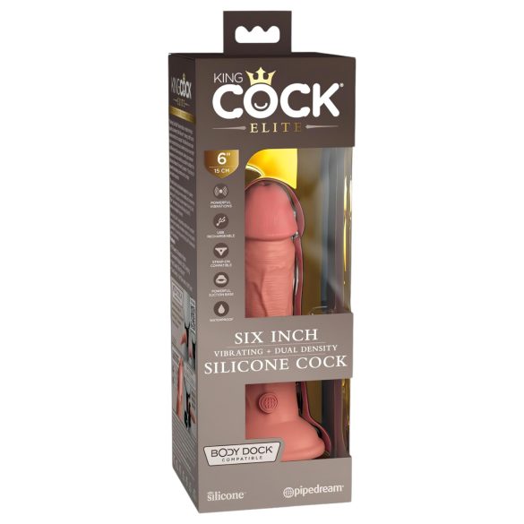 King Cock Elite 6 - reālistisks vibrators 15 cm (tumši dabīgs)