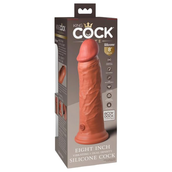 King Cock Elite 8 - reālistisks vibrators 20cm tumši miesas krāsas