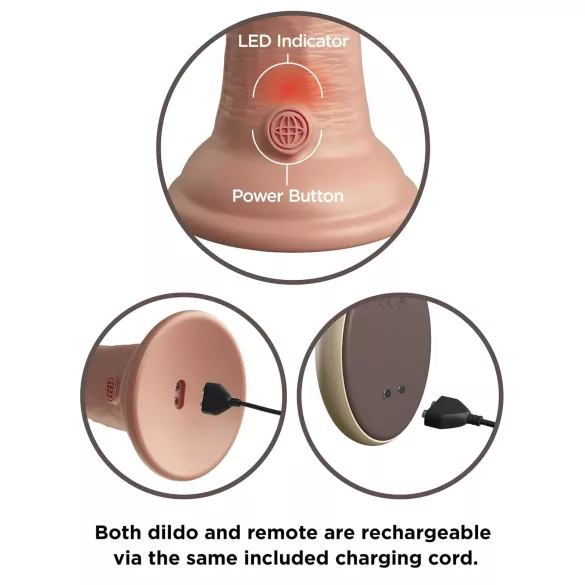 King Cock Elite 9 - vibrators ar piesūcekni 23cm dabīgs