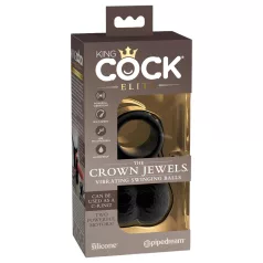   King Cock Crown Jewels - vibrējošs dzimumlocekļa gredzens (melns)