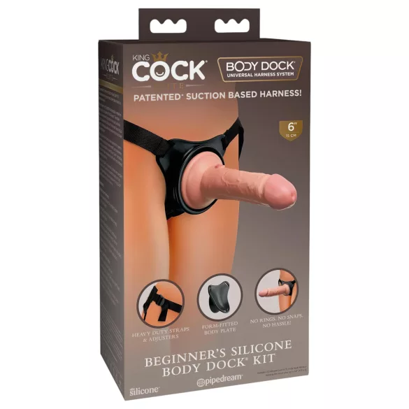 King Cock Elite piestiprināms strap-on dildo iesācējiem, naturāls