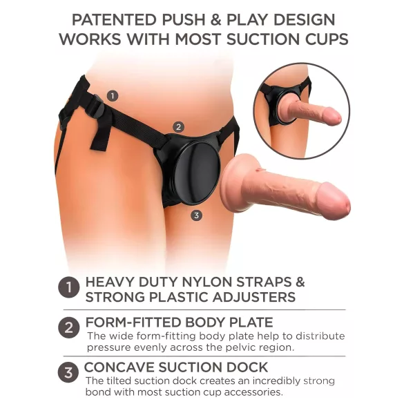 King Cock Elite piestiprināms strap-on dildo iesācējiem, naturāls