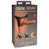 King Cock Elite Comfy - strap-on dildo ar jostu tumši miesas krāsā