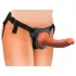 King Cock Elite Comfy - strap-on dildo ar jostu tumši miesas krāsā