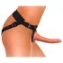 King Cock Elite Comfy - strap-on dildo ar jostu tumši miesas krāsā