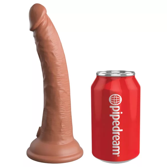 King Cock Elite Comfy - strap-on dildo ar jostu tumši miesas krāsā